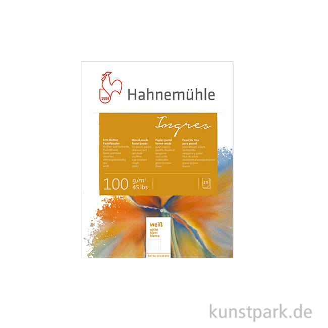 Artikelbild 1 des Artikels “Hahnemühle Echt-Bütten INGRES Pastellpapier, 20 Blatt, 100g, Weiß 24 x 31 cm“