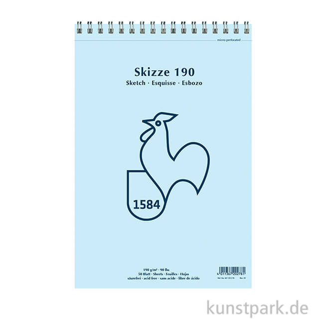Artikelbild 1 des Artikels “Hahnemühle SKIZZE 190, 1584 Skizzenblock, 50 Blatt, 190g, spiral DIN A2“