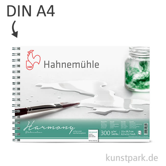Artikelbild 1 des Artikels “Hahnemühle HARMONY Aquarell Papier Spiralblock, 12 Blatt, 300g - satiniert DIN A4“