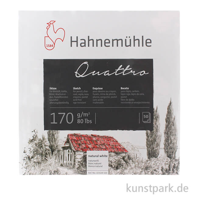 Artikelbild 1 des Artikels “Hahnemühle QUATTRO Skizzenblock, 50 Blatt, 170g 30 x 30 cm“