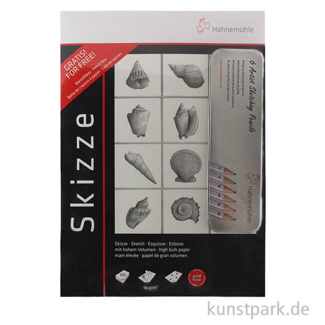 Artikelbild 1 des Artikels “Hahnemühle Zeichenset - Skizzenblock DIN A3 (100 Blatt) + 6 Bleistifte “