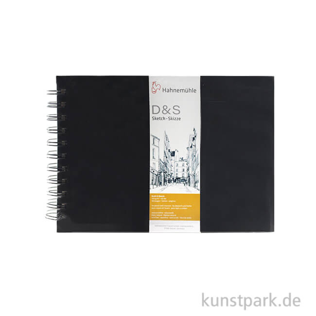 Artikelbild 1 des Artikels “Hahnemühle Skizzenbuch D&S, 80 Seiten, 140g, schwarz, spiral DIN A5 (quer)“