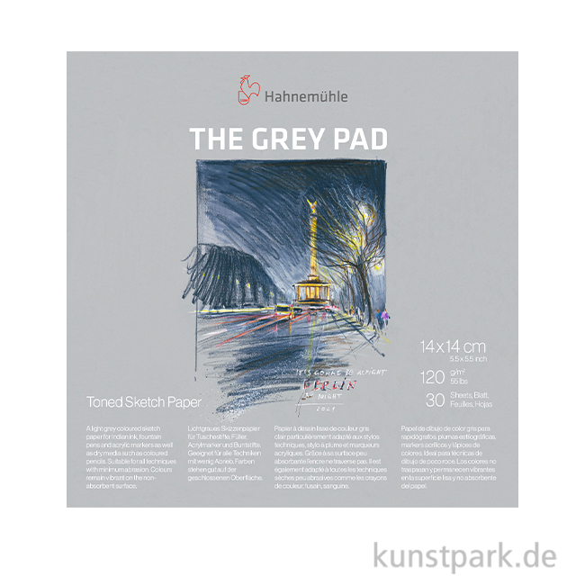 Artikelbild 1 des Artikels “Hahnemühle The Grey Pad, 120 g/qm, 30 Blatt 14 x 14 cm“