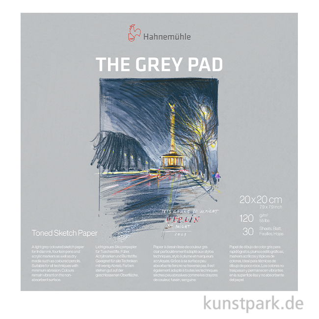 Artikelbild 1 des Artikels “Hahnemühle The Grey Pad, 120 g/qm, 30 Blatt 20 x 20 cm“