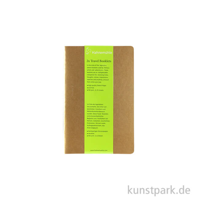 Artikelbild 1 des Artikels “Hahnemühle TRAVEL Booklet, 20 Blatt, 140g, 2 Stück 13,5 x 21 cm (hoch)“