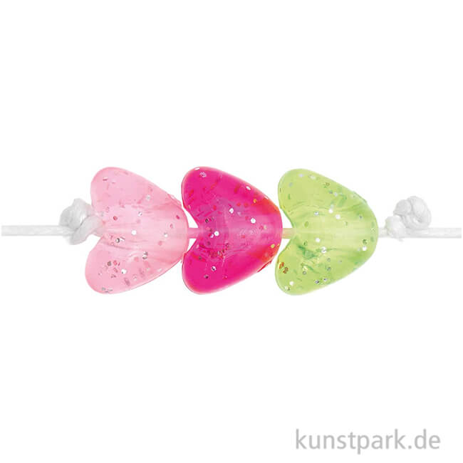 Artikelbild 1 des Artikels “Herz Perlen Glitzer, Rosa Neon, 9x11x8 mm, 24 Stück “