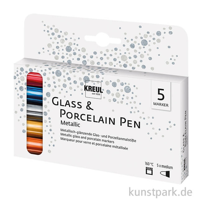Artikelbild 1 des Artikels “KREUL Glass & Porcelain Pen Metallic medium Set mit 5 Stiften “