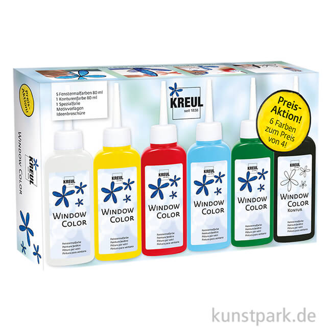 Artikelbild 1 des Artikels “KREUL Window Color Glas Design Aktions-Set zum Sparpreis, 6 x 80 ml “