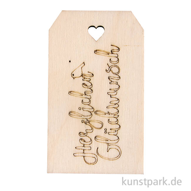 Artikelbild 1 des Artikels “Holz Anhänger - Herzlichen Glückwunsch, 4,8 x 8,2 cm “