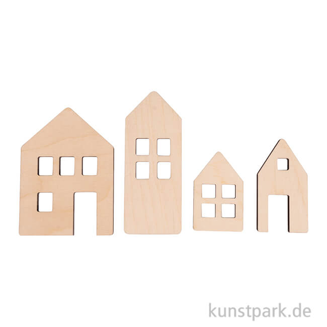 Artikelbild 1 des Artikels “Holz Deko Lichthäuser, Natur, 5,5-10 cm, Stärke 6 mm, 4 Stück “