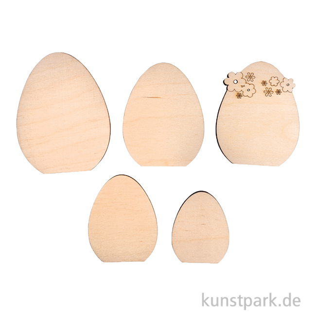 Artikelbild 1 des Artikels “Holz Deko Ostereier, Natur, 4,5-7,5 cm, Stärke 6 mm, 5 Stück “