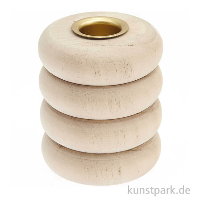 Artikelbild 1 des Artikels “Holz Kerzenhalter - Ringe, 7 x 7 x 8 cm “