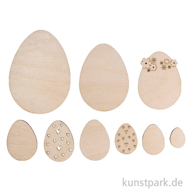 Artikelbild 1 des Artikels “Holz Ostereier, Natur, 2-8 cm, 9 Stück “