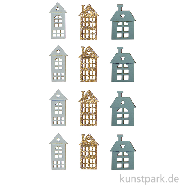 Artikelbild 1 des Artikels “Holz Streuteile Haus mit Klebepunkt, 4 cm, 12 Stück “