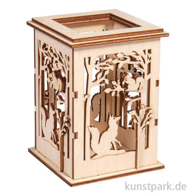 Artikelbild 1 des Artikels “Holzbausatz Tischlaterne Wald, Natur, 8,5 x 8,5 x 11,7 cm, 15-teilig “