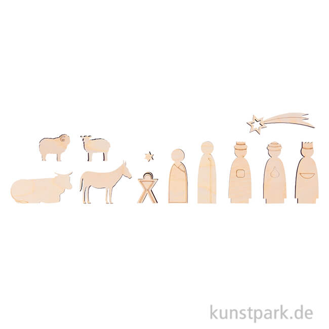 Artikelbild 1 des Artikels “Holzdeko Krippenfiguren, Natur, 1-7,5 cm, Stärke 6 mm, 12 Stück “