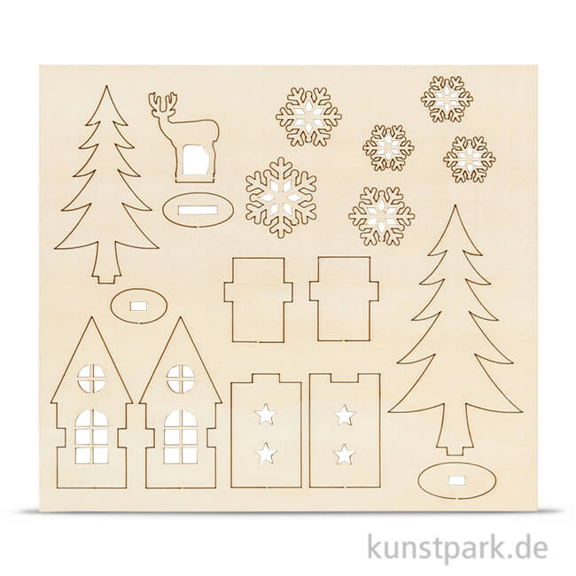 Artikelbild 1 des Artikels “Holzfiguren zum Aufstellen - Haus und Baum, 15,5x17,5 cm “