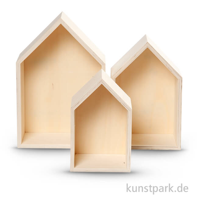 Artikelbild 1 des Artikels “Holzkästen in Hausform, 3 Stück sortiert “