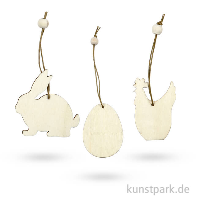 Artikelbild 1 des Artikels “Holzornament Ostern zum Hängen, Größe 6 cm, 9 Stück sortiert “
