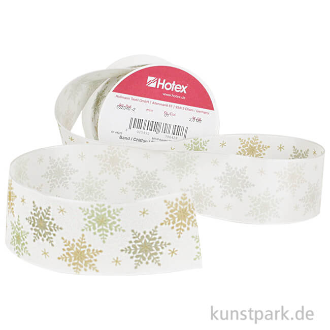 Artikelbild 1 des Artikels “Hotex Chiffonband mit Draht - Sterne Weiß - 40 mm x 2 m “