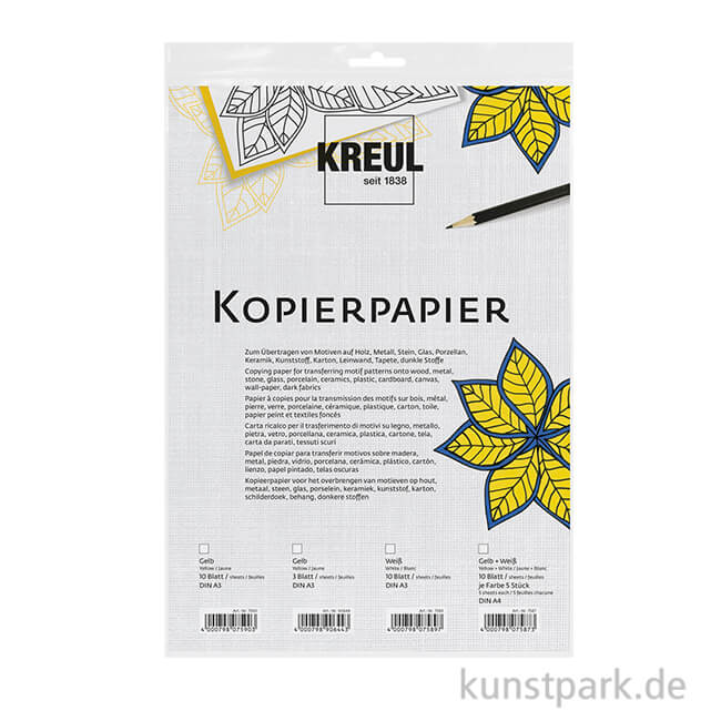 Artikelbild 1 des Artikels “KREUL Kopierpapier für dunkle Untergründe + Textilien, DIN A3, 3 Bögen “