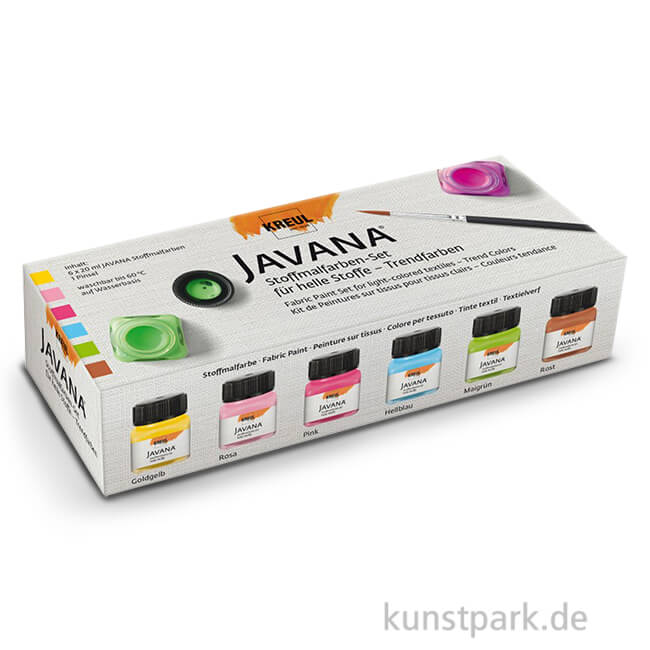Artikelbild 1 des Artikels “KREUL Javana Stoffmalfarben für helle Stoffe Trendfarben 6 x 20 ml “