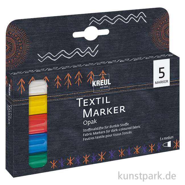 Artikelbild 1 des Artikels “KREUL Textil Marker Opak medium Set mit 5 Stiften “