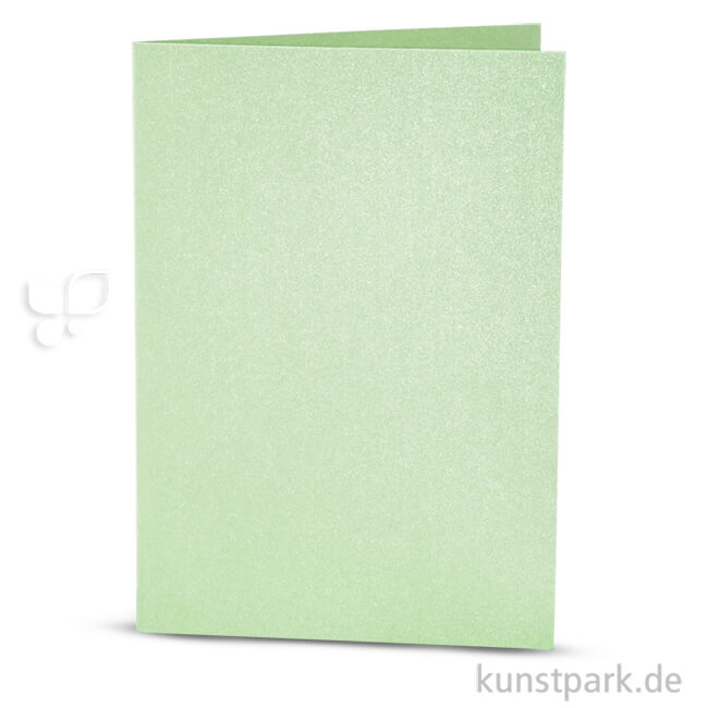 Artikelbild 1 des Artikels “Karte mit Umschlag in Perlmuttoptik, 4 Sets 10,5 x 15 cm | Hellgrün“