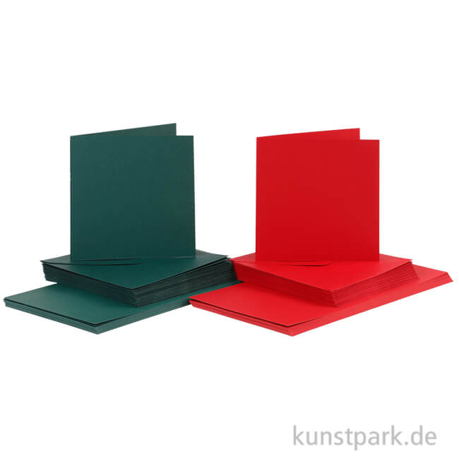 Artikelbild 1 des Artikels “Karten und Kuverts - Grün-Rot, 15x15 cm, 50 Sets sortiert “