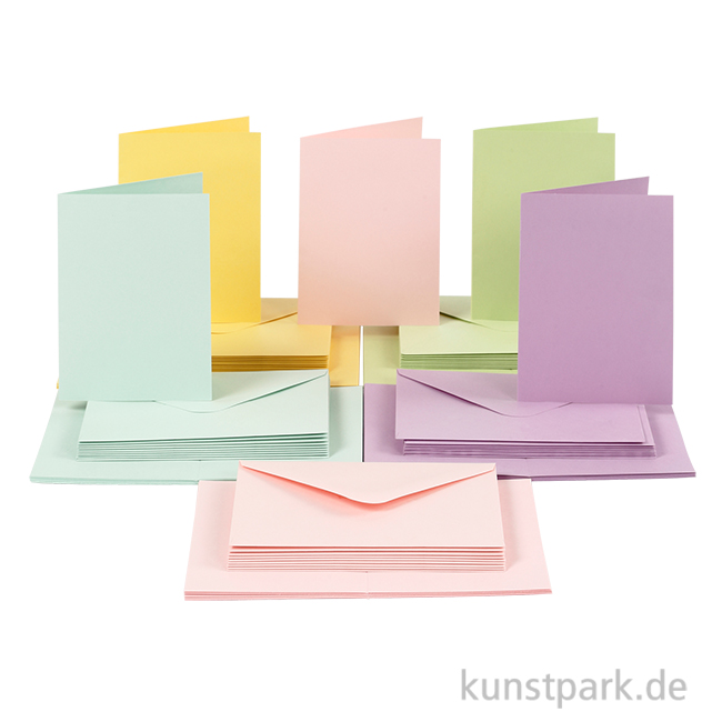 Artikelbild 1 des Artikels “Karten und Kuverts - Pastellfarben, 10,5 x 15 cm, 50 Sets “