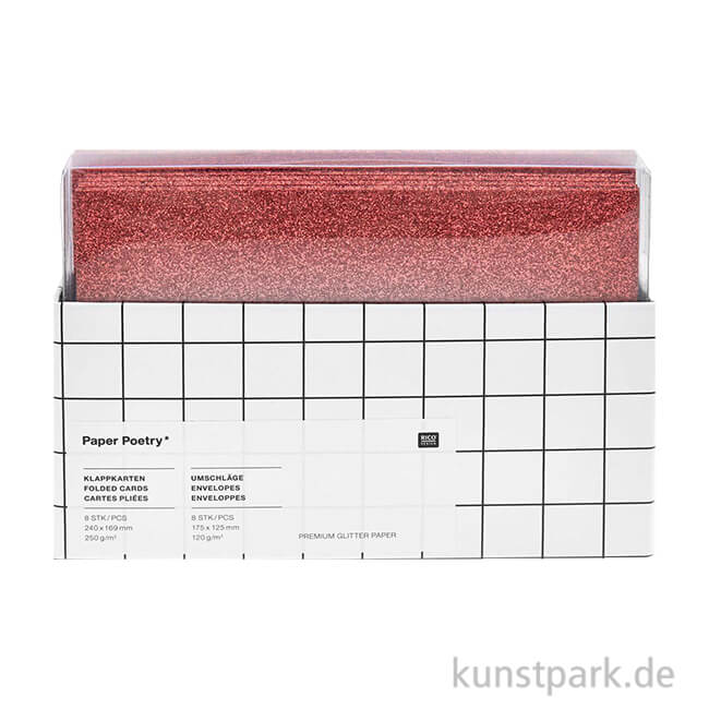 Artikelbild 1 des Artikels “Karten und Umschläge - Glitter, Rot, B6, 8er Set “