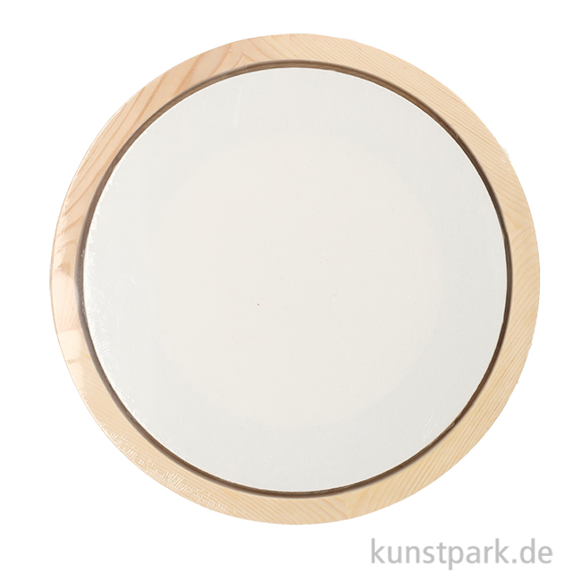 Artikelbild 1 des Artikels “Keilrahmen mit Leinwand + Bilderrahmen, Rund, Naturholz “