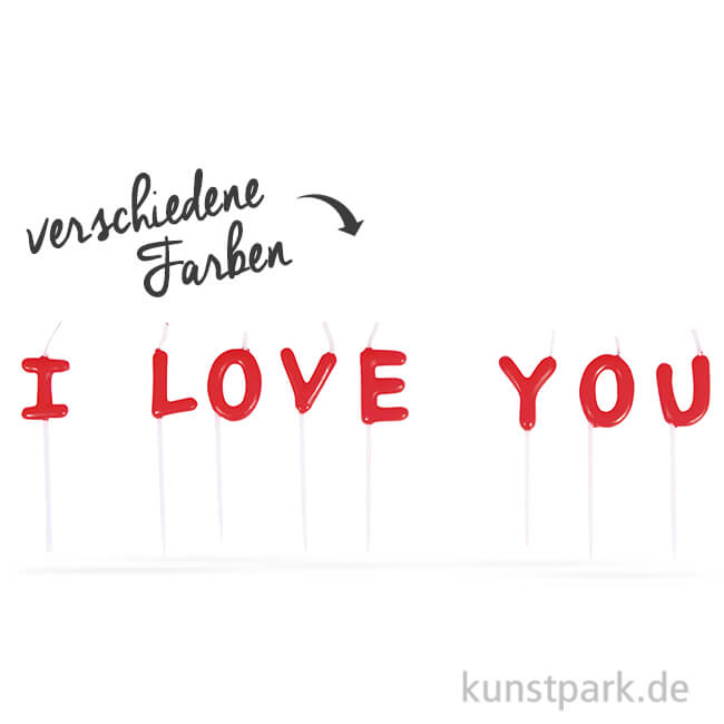 Artikelbild 1 des Artikels “Kerzensticks I LOVE YOU, 2x7,7 cm, 8 Stück sortiert “