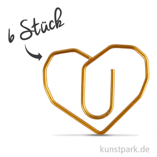 Artikelbild 1 des Artikels “Klammern aus Goldmetall - Herz, 30x20 mm, 6 Stück “