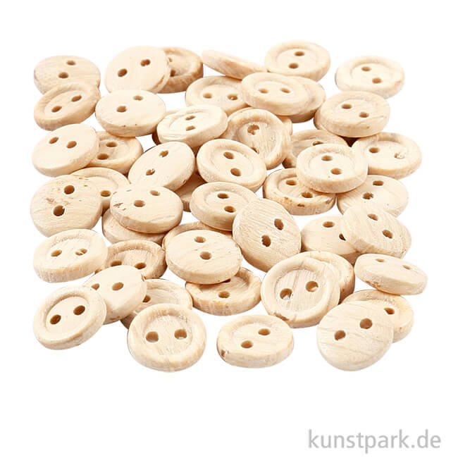 Artikelbild 1 des Artikels “Knöpfe aus unlackiertem Holz, 2 Loch 8 mm - 50 Stück“