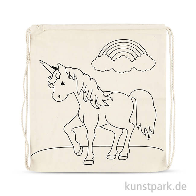 Artikelbild 1 des Artikels “Beutel mit Kordelzug aus Baumwolle mit Einhornmotiv, Größe 37x41 cm “