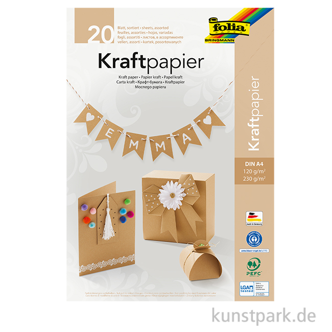 Artikelbild 1 des Artikels “Kraftpapier Block, 120-230 g/m², DIN A4, 20 Blatt “