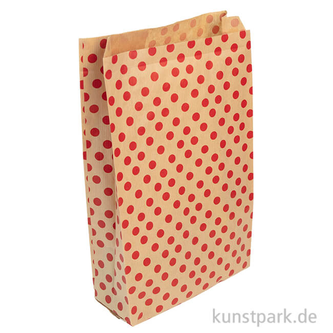 Artikelbild 1 des Artikels “Kraftpapier Tüten, Rote Punkte, 21 x 37 cm, 50 Stück “