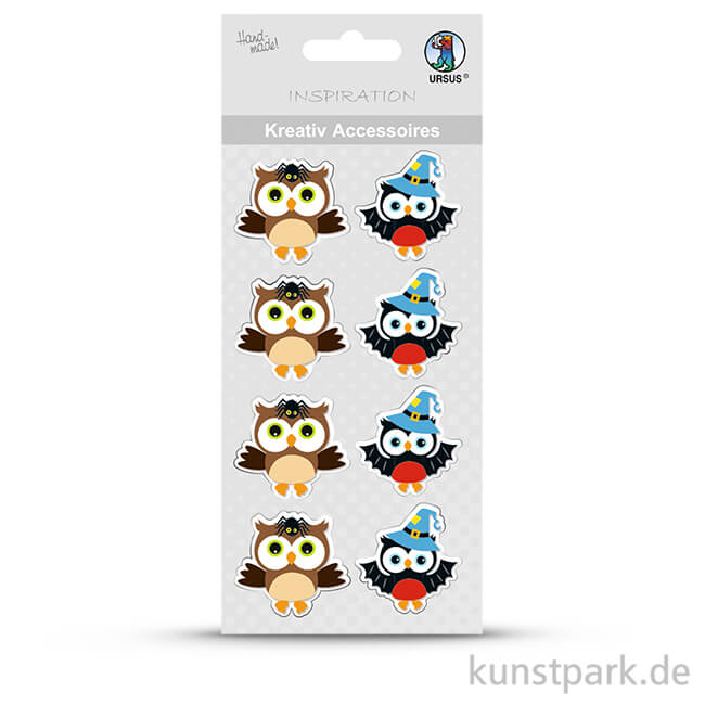 Artikelbild 1 des Artikels “Kreativ Accessoires zum Kleben - Hexe-Eule, 8 Stück sortiert “