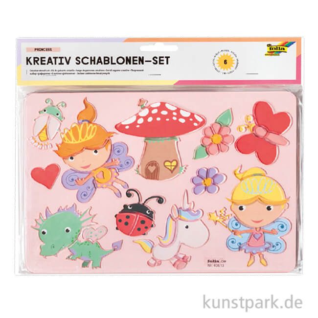Artikelbild 1 des Artikels “Kreativ Schablonen - Princess, 6er Set mit Ausmalvorlagen “