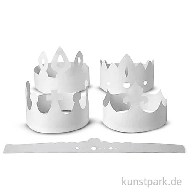 Artikelbild 1 des Artikels “Kronen aus weißem Karton, Höhe 10-16,5 cm, 5 Stück “