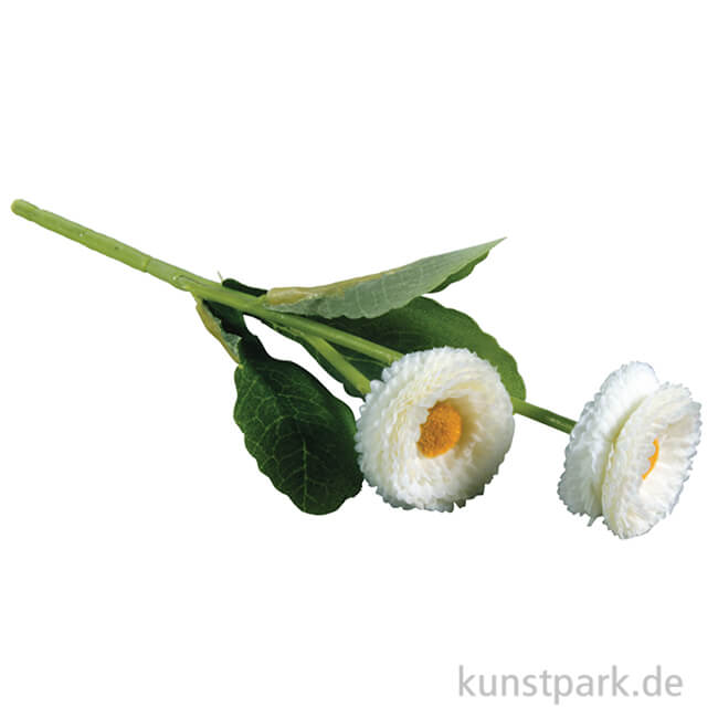 Artikelbild 1 des Artikels “Kunstblume Gänseblümchen - Weiß mit 2 Blüten, Länge 23 cm “