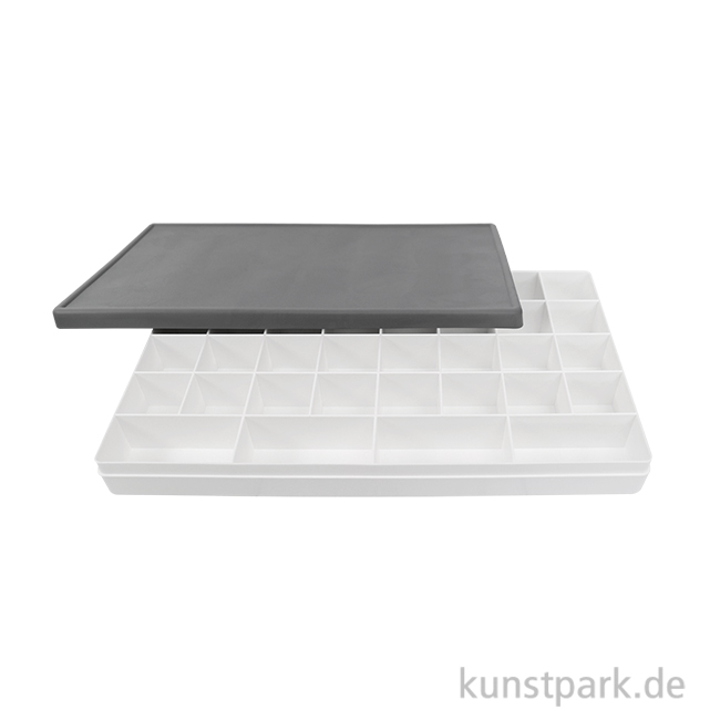 Artikelbild 1 des Artikels “Kunststoffpalette mit Deckel, 36 Farbmulden, 29 x 16 x 2,8 cm “