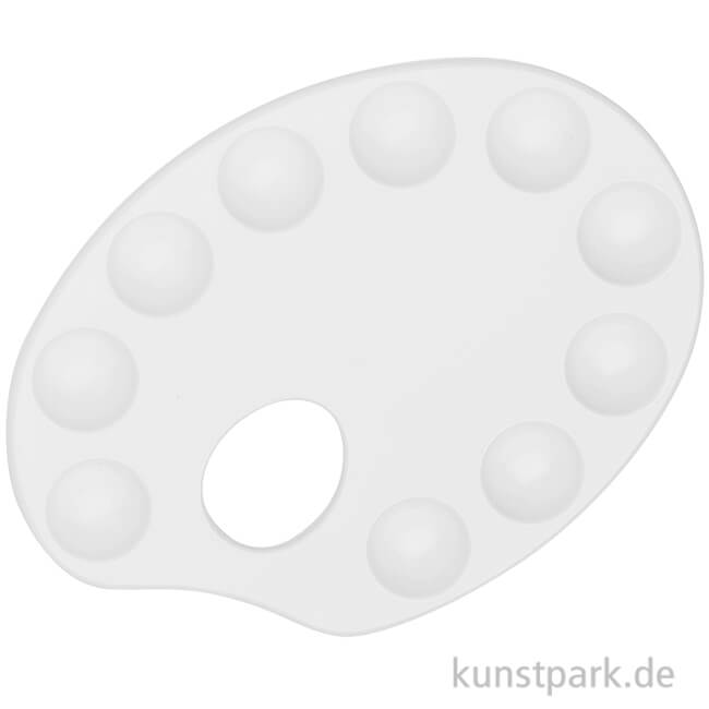 Artikelbild 1 des Artikels “Klassische ovale Palette aus weißem Kunststoff mit 10 runden Näpfen “