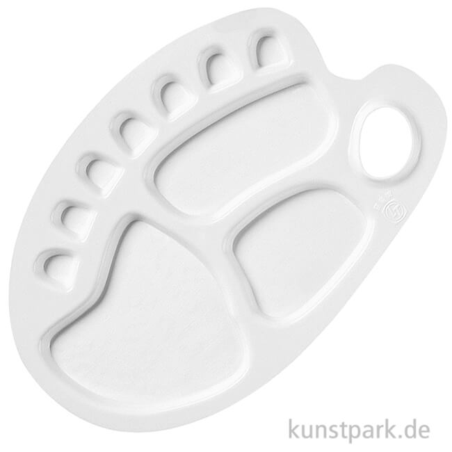Artikelbild 1 des Artikels “Ovale weiße Mischpalette aus Kunststoff mit 10 Näpfen und Griffloch “