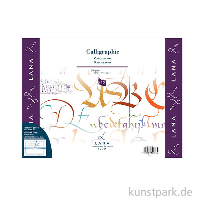 Artikelbild 1 des Artikels “Lana CALLIGRAPHIE Kalligraphiepapier, 12 Blatt, 250g 24 x 32 cm“