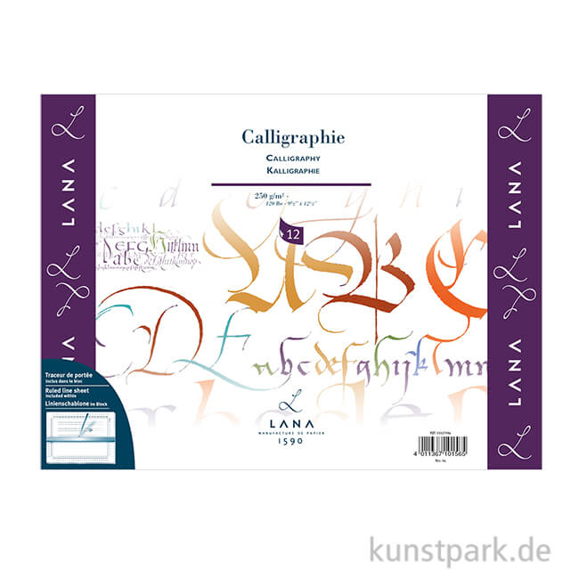 Artikelbild 1 des Artikels “Lana CALLIGRAPHIE Kalligraphiepapier, 12 Blatt, 250g 30 x 40 cm“