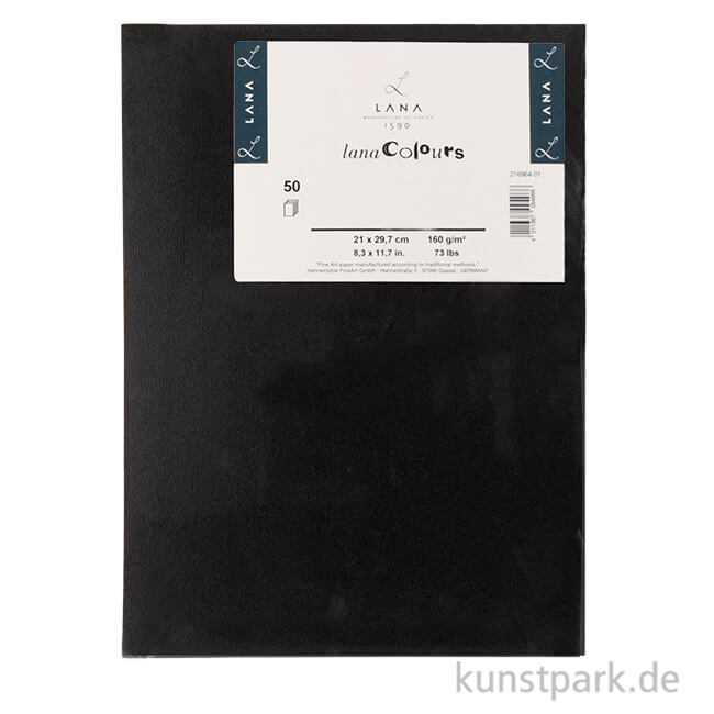 Artikelbild 1 des Artikels “Lana COLOUR farbiges Papier, 50 Bogen, 160g, DIN A4 DIN A4 | 160 - Schwarz“