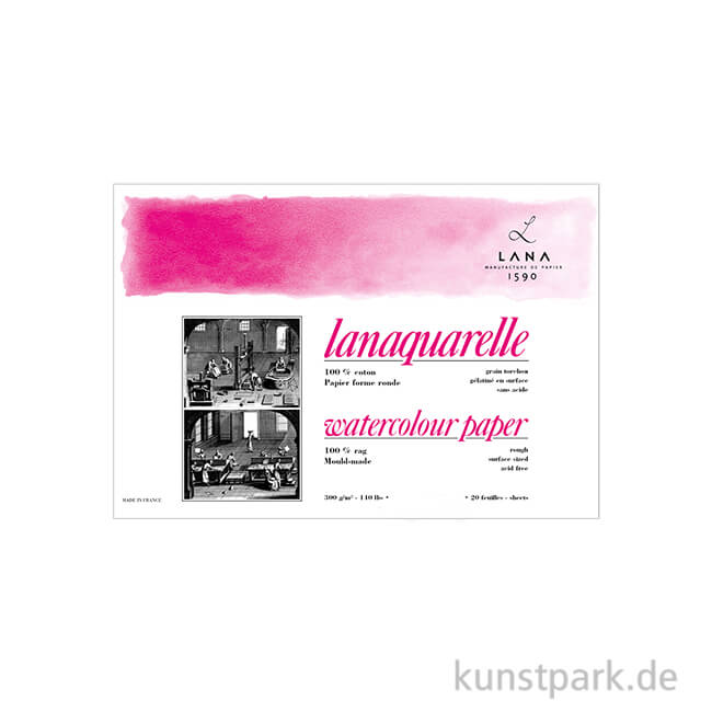 Artikelbild 1 des Artikels “Lanaquarelle Aquarellpapier 20 Blatt, 300g, rau 18 x 26 cm“