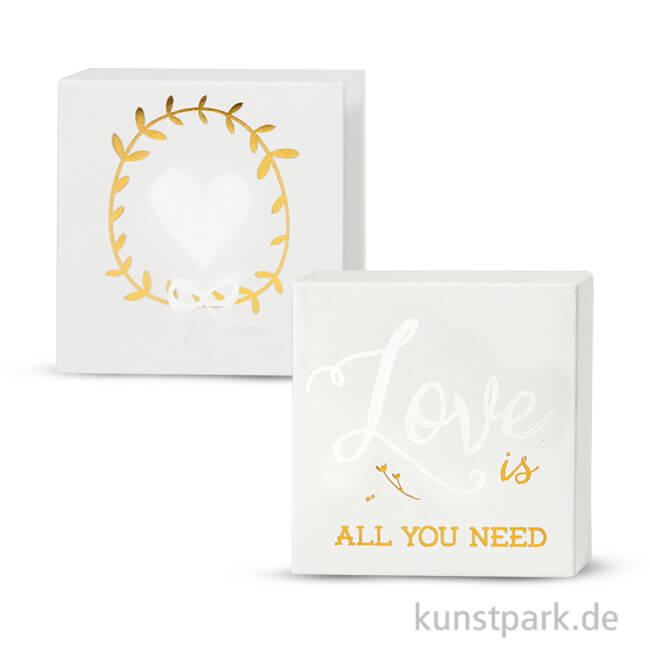 Artikelbild 1 des Artikels “Leinwand für Aquarellfarbe - Liebe, bedruckt mit Goldmotiven, 10,16x10,16 cm “